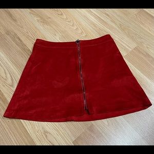 Red velvet skirt
